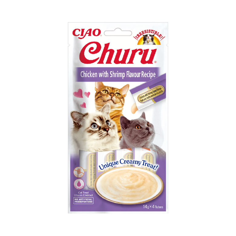 Churu Snack Cremoso de Pollo con Gambas para gatos, , large image number null